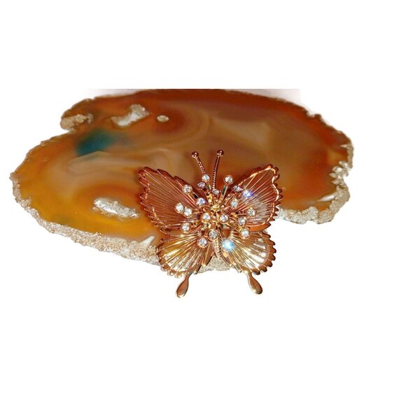 Signed Monet Butterfly with Rhinestones Brooch,‎ Vintage Costume Jewelry - Picture 4 of 4